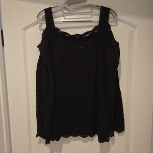Chico's Black Lace Colf Shoulder Camisole Top